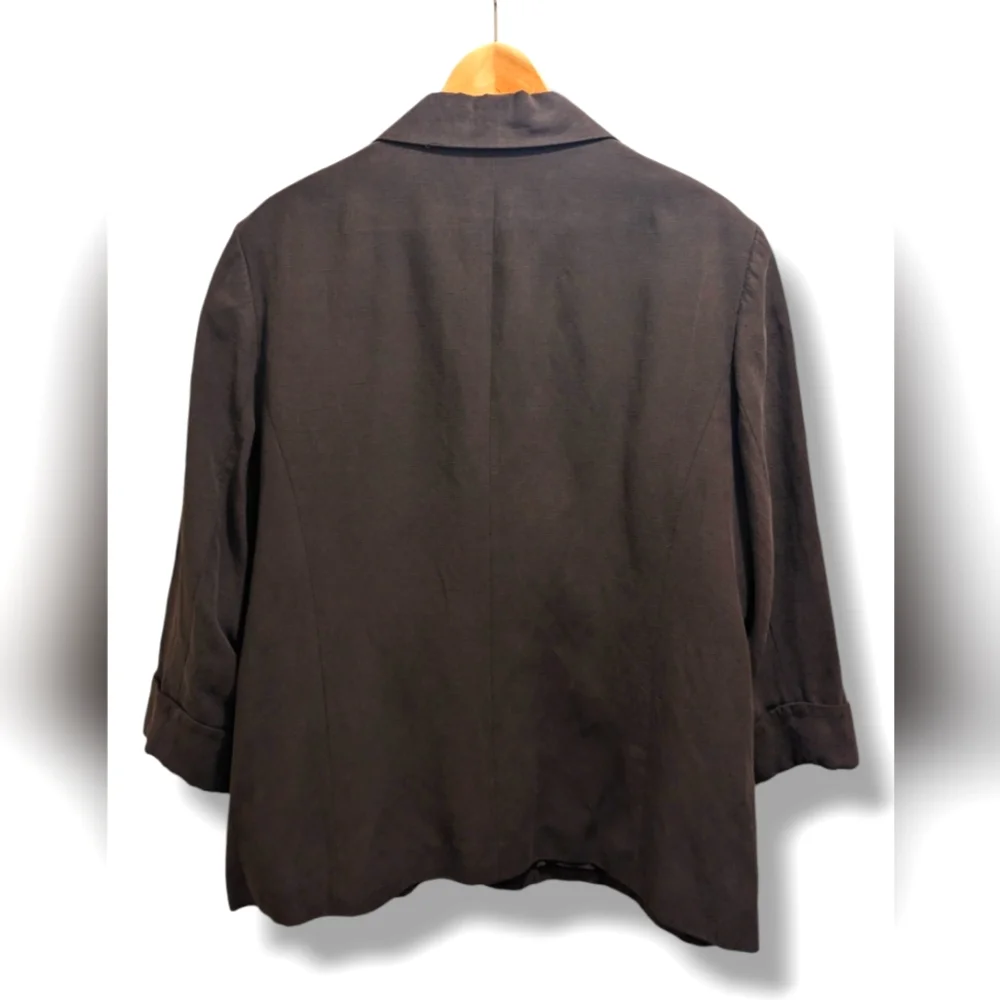 Chico's Brown Silk Linen Blend Blazer Button Front Collar 3/4 Sleeves- 3 (XL/16) - Picture 2 of 16